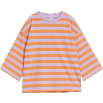 ARKET Girls Wear Pure Cotton Loose Fit Long Sleeve Striped T-Shirt 2024 Summer New Style 1120549