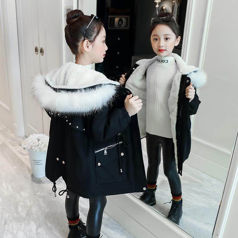 Sky Cat Shop Original Factory High Quality Girl Cotton Coat 2022 New Children Foreign Palate To Overcome CUHK Tong Winter Dress Plus Suede Thickened Cotton Padded Jacket