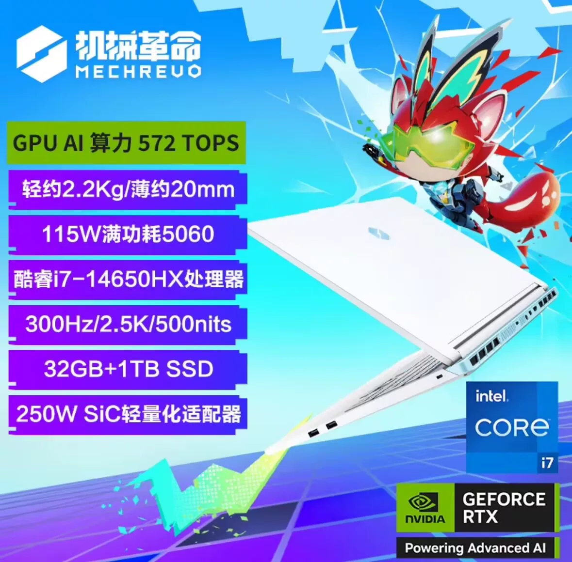 Ноутбук Mechrevo 70 (RTX 5060) — 2.5K 180 Гц, 1 ТБ SSD, конфигурируемая 16/32 ГБ ОЗУ