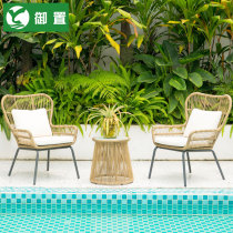 Imperial balcony small table and chair Net red rattan chair balcony window table leisure chair three-piece set Nordic small coffee table combination