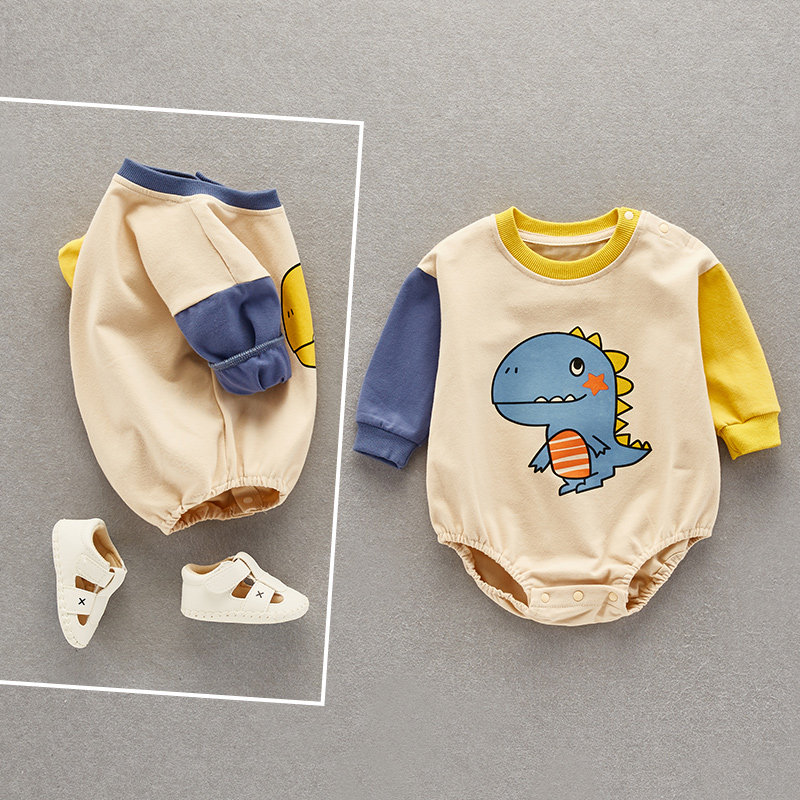 Net red full moon baby clothes boy rompers cute go out romping clothes newborn wrap clothes spring and autumn baby spring clothes