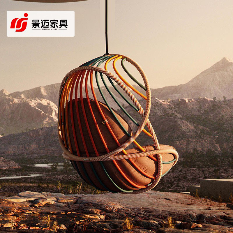 Outdoor rattan knitted net red hanging basket Nordic rattan chair Balcony Home Indoor Net Red Teenage Girl Nest Chair Sloth Rocking Chair