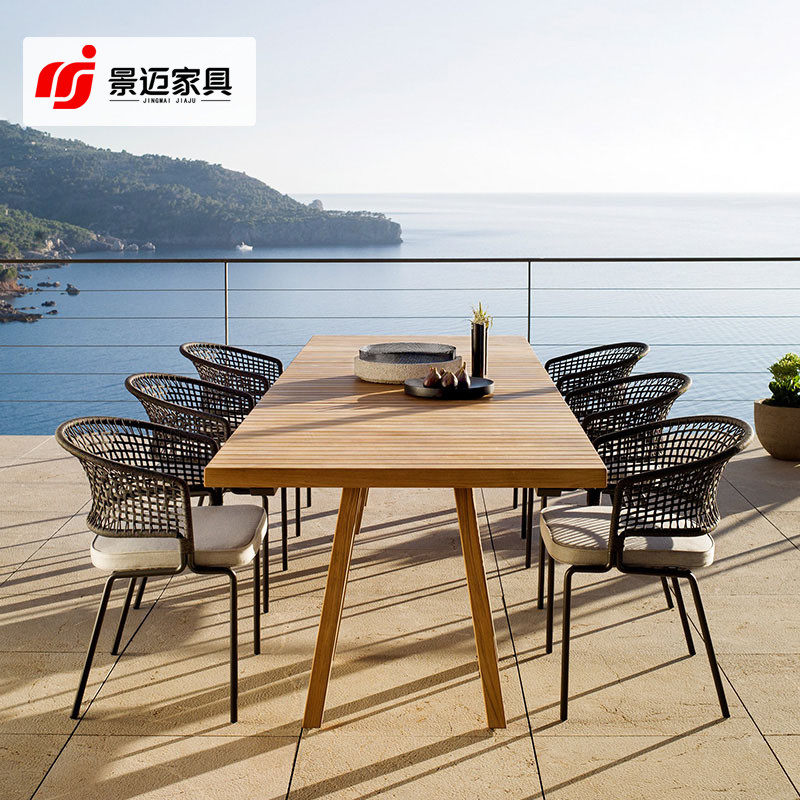 Outdoor leisure table and chair balcony courtyard rattan chair terrace garden combination dining table villa hotel outdoor simple sofa