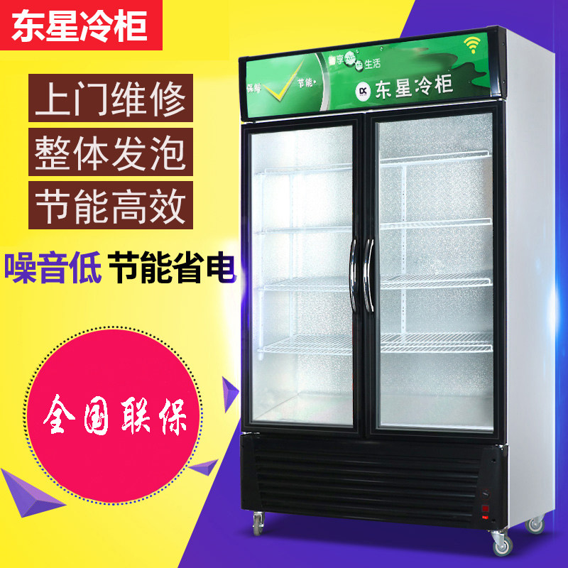 Dongxing refrigerated display cabinet Vertical commercial refrigerator freezer Beverage beverage fresh cabinet Double door freezer display cabinet