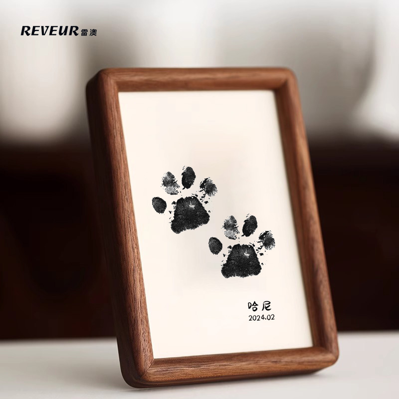Pet Paw Print Birthday Commemorative Ink Pad, Footprint Dog Photo Frame Display Stand, Cat Paw Footprint Card, No-Wash Ink Stamp