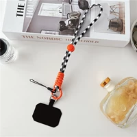 Стиль ручной веревки [оранжевый черно -белый] квадратная фиксированная табличка+маленькая черная веревка