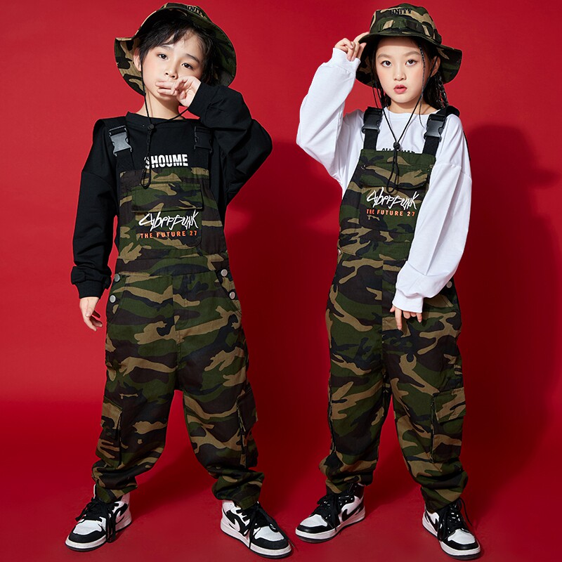 Children's Street Dance Kit Camouflage Backsuit Boy hip hop costume handsome long sleeve-sleeved hiphop Show suit