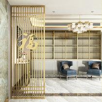  New Chinese style screen partition living room entry entrance brake screen Modern light luxury stainless steel partition bathroom