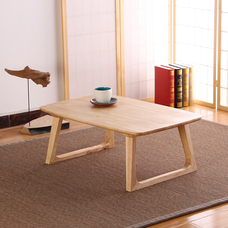Solid wood short table day style tea table tatami small tea table Nordic minimalist kang table home country school short table sitting ground