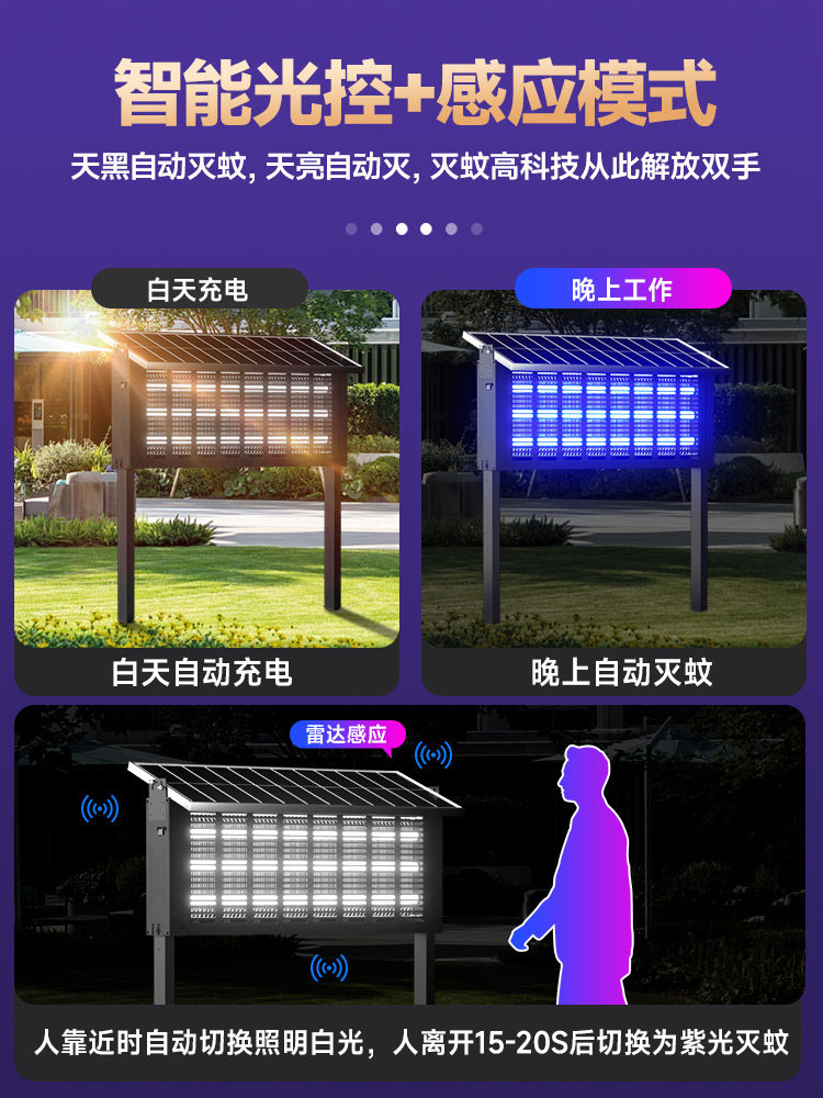 2025 New Large Solar Mosquito Killer Lamp for Home Outdoor Courtyard Waterproof Powerful Garden Insect Killer Lamp Gadget