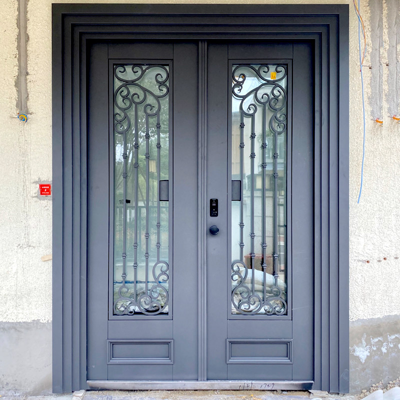 Rural villa gate home country self-built house courtyard glass anti-theft door entry door double switch entry door copper door