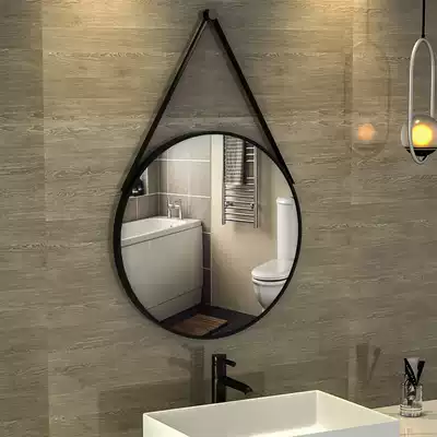 Simple wrought iron dressing room mirror wall hanging mirror washing table Wall dressing mirror bathroom round mirror perforated decorative mirror