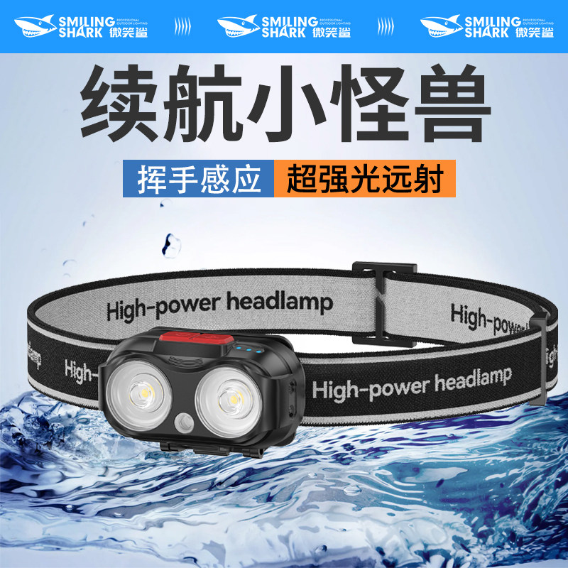 2025新款强光感应头灯充电超亮头戴式长续航夜钓鱼专用led照明灯
