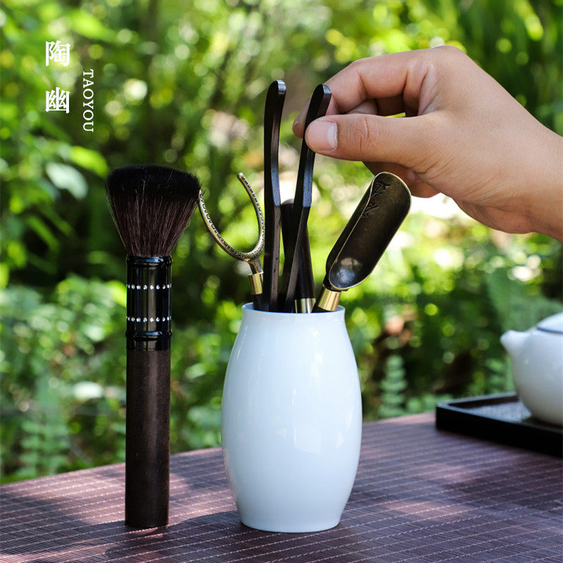 Pure handmade sweet white tea ceremony six gentlemen tea art ceramic kung fu tea set accessories tea clip set wooden clip bamboo clip tea needle
