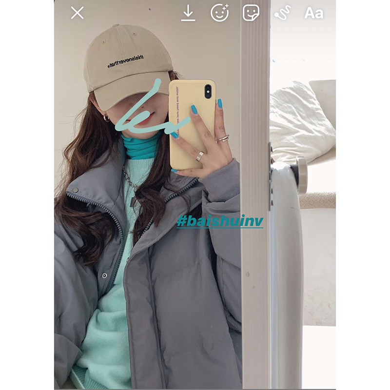 White water women's bread down jacket women's spring and autumn new thickened warm Korean version loose medium and long version of white duck down jacket