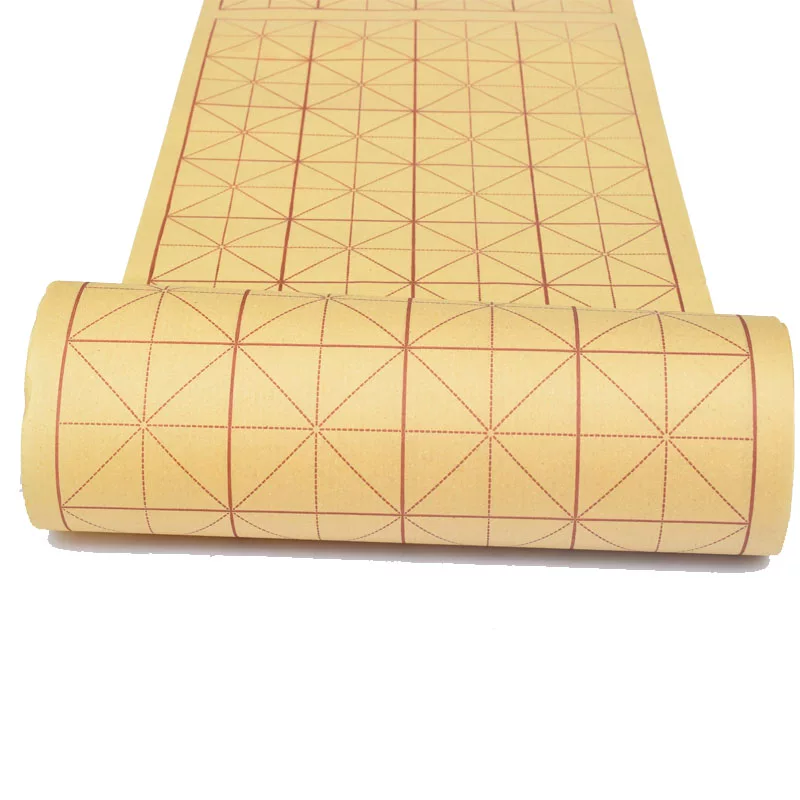 П thickened bristled paper with rice grid brush calligraphy practice paper, long rolled rice paper half-baked, easy to write, no ink
