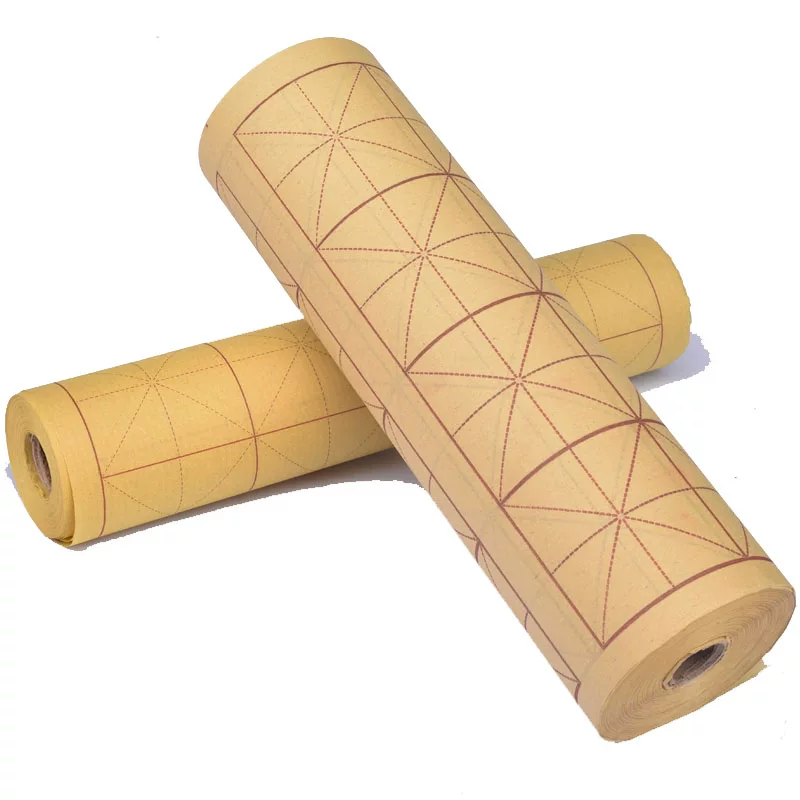 П thickened bristled paper with rice grid brush calligraphy practice paper, long rolled rice paper half-baked, easy to write, no ink