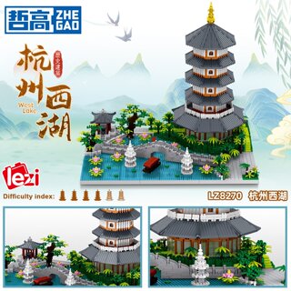 Lz8270 zhegao hangzhou west lake leifeng pagoda building blocks 8-10-12 years old and above boys and girls assembly toys