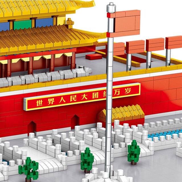 Zhegao Lz8204 Chinese Style Ancient Building Tiananmen Building Blocks Adult Difficult Giant Assembly Toy