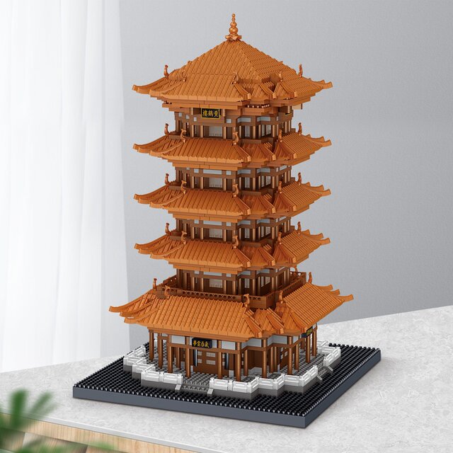 New product Zhegao LZ8225 Yellow Crane Tower assembled building blocks micro-particle educational toys Tiananmen building children's gift