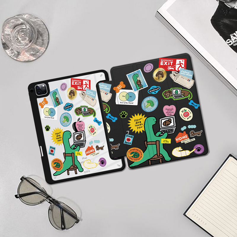 Anti-Bending and Anti-Knock Acrylic Back Panel American-Style Simple Tablet Leather Case with Soft Edges Protective Cover Suitable for Apple iPad Pro 13-Inch 11-Inch 12.9/10.9-Inch 2026 Model Air8 with Pen Slot Case