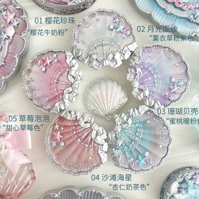 Flower Knows Shell Pearl Silk Satin Blush Low Temperature Dehydration Clear and Natural with a Powder-Free Glow