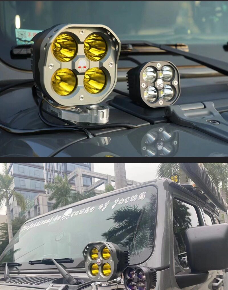 Внедорожные огни 力途品牌fx40四叶草射灯汽车改装led越野超强聚光远a柱射灯辅助