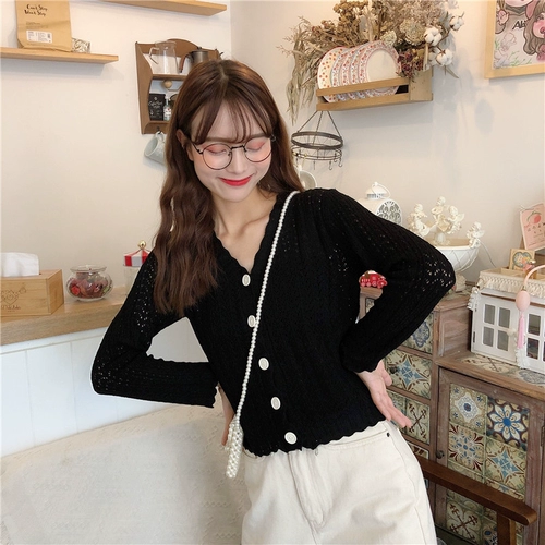 Трикотажный осенний свитер, кардиган, популярно в интернете, оверсайз, V-образный вырез