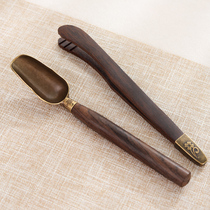 Kung Fu tea set accessories ebony solid wood tea clip three-piece set non-slip tweezers tea spoon tea cup tea leaf clip tea taker