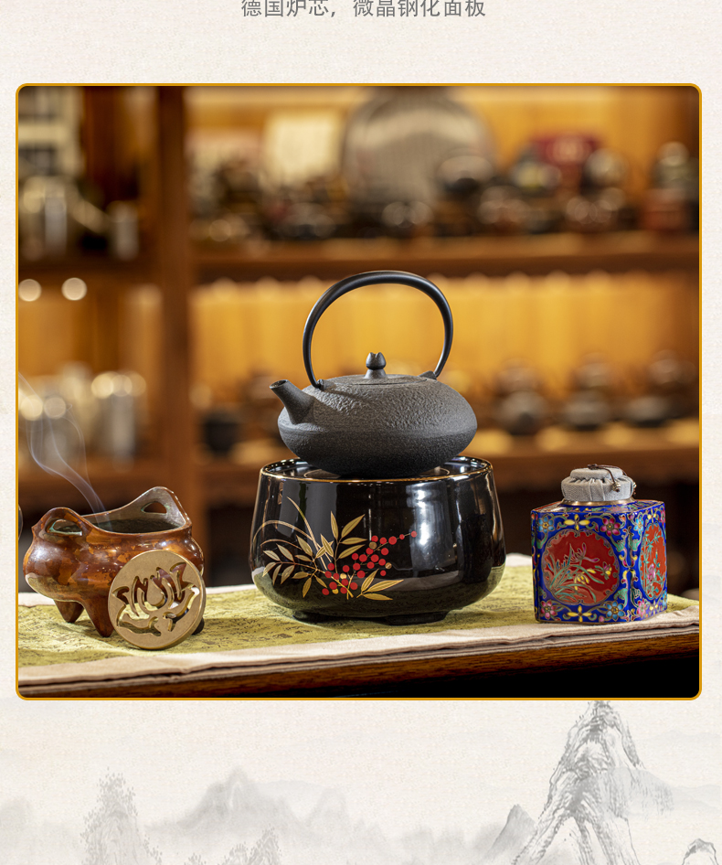 Warbler song'm household electric TaoLu boiled tea tea stove desktop small teapot iron pot of silver remote colored enamel pot of tea