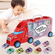 儿童玩具双面大货柜车滑行合金车玩具仿真运输小汽车模型男女玩具