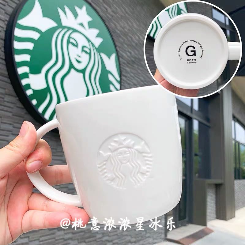 Starbucks Classic Ceramic Cup White Store Special Mug Mermaid Water Cup Embossed logo Large Capacity Cup