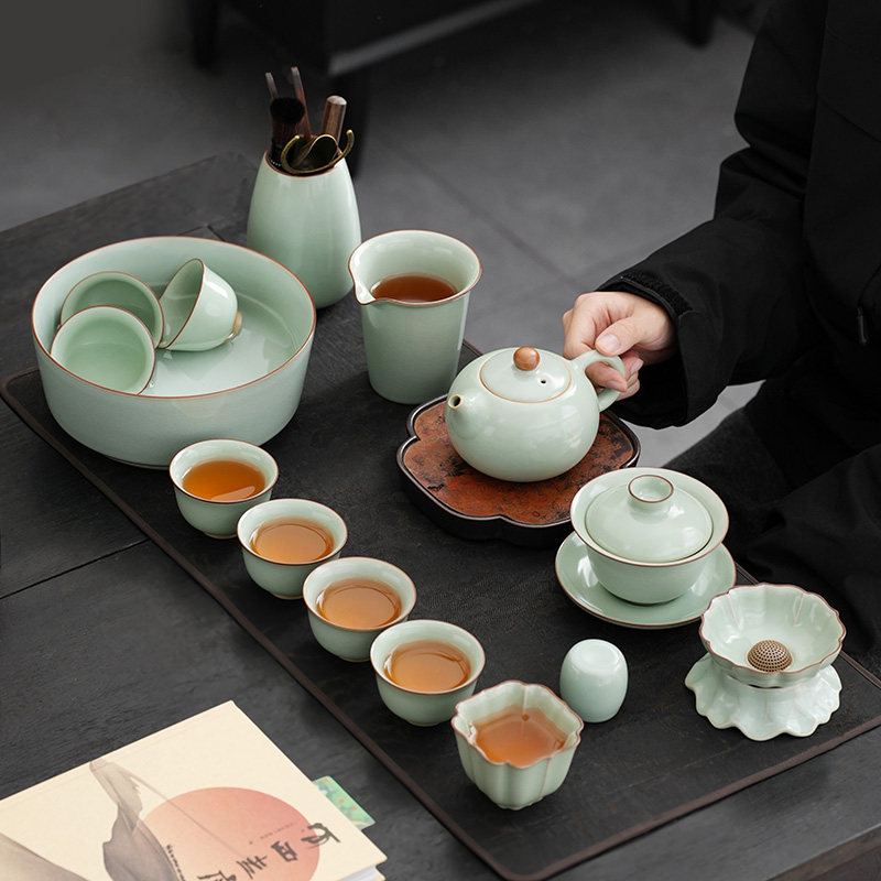 Чайный сервиз Ru Kiln Kung Fu 2025 новый офис для встреч с гостями, высококачественный набор подарочных коробок для чайника Изображение 1