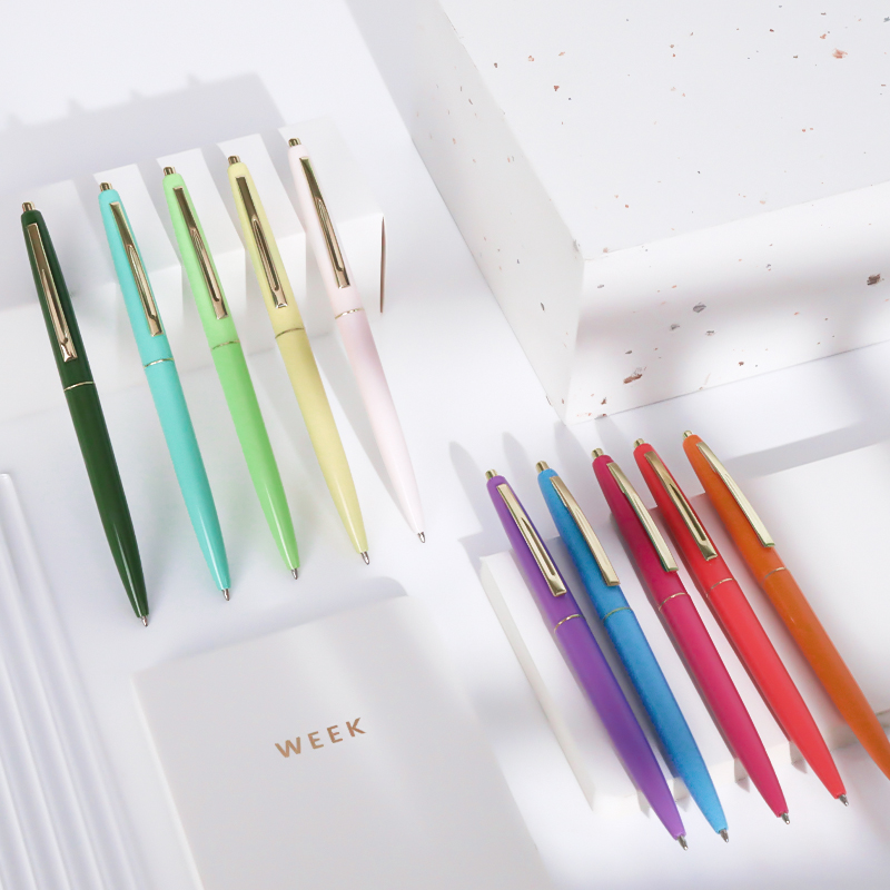 20 Loaded Multicoloured Ballpoint Pen Press students with cute teenage girl Colour Obsessive Compulsion Pen Office Business Oil Pen Little Fresher Writing Exam Handbooks With Signature Pen-Taobao