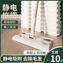 Static dust removal paper disposable flat mop Home dry wet towels One tug net free hand washout lazy person drag deity