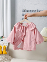 Girls windbreaker coat spring and autumn 2021 new small children Korean version of long coat female baby Foreign style autumn dress