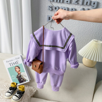 Female treasure Net red autumn 2021 new children Spring and Autumn foreign style cartoon two-piece childrens clothing girl suit