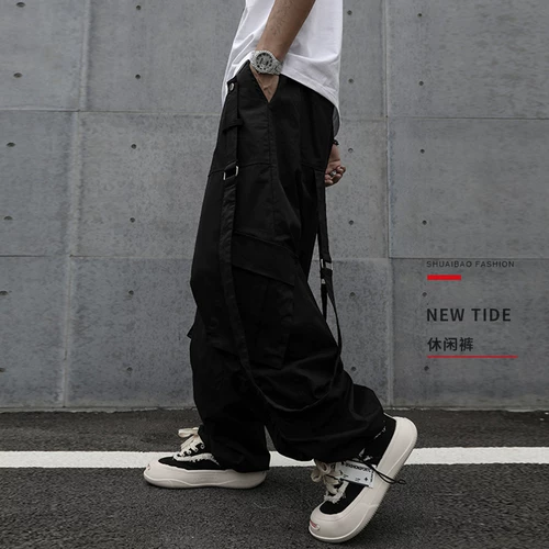 Штаны подходит для мужчин и женщин, в американском стиле, свободный прямой крой, оверсайз