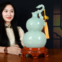 Ruyi gourd ornaments large lucky jade crafts Living room office decoration entrance Feng Shui business gifts