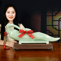 Life wishful fortune ornaments Jade longevity ginseng decoration Household living room gathering wealth gifts to celebrate the birthday of the elders gifts