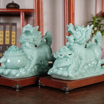 Jade Kirin Pendulum with a Treasure Pair of Seiko Mascot Living Room Office Home Xuanguan Decoration Opening Gift