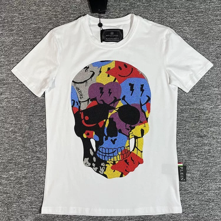 Philipp Plein/PP 24SS футболка с коротким рукавом Мужская череп нашивка и горячая слепка Feli Puli Чунся новинка