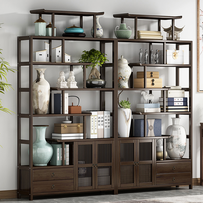 Bogu frame swing piece exhibition stand solid wood Chinese bots tea shelving tea room shelving partition multi-treasure cabinet tea cabinet