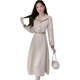 Autumn doll collar dress women's spring and autumn dress 2022 new style French retro long skirt with waist and thin temperament