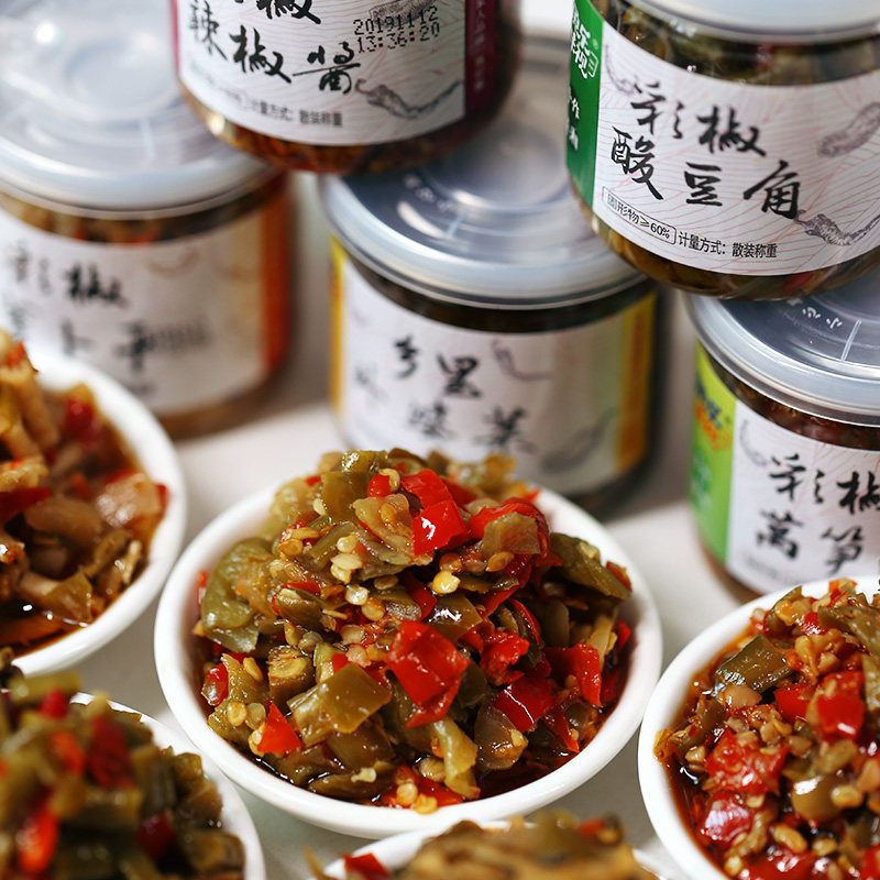 Fish Lotte Taste Peppers peppers Pepper Sauce Granny Vegetable Sour Bean Horned dried lettuce Dried Lettuce lettuce Canned Hunan Leftovers-Taobao