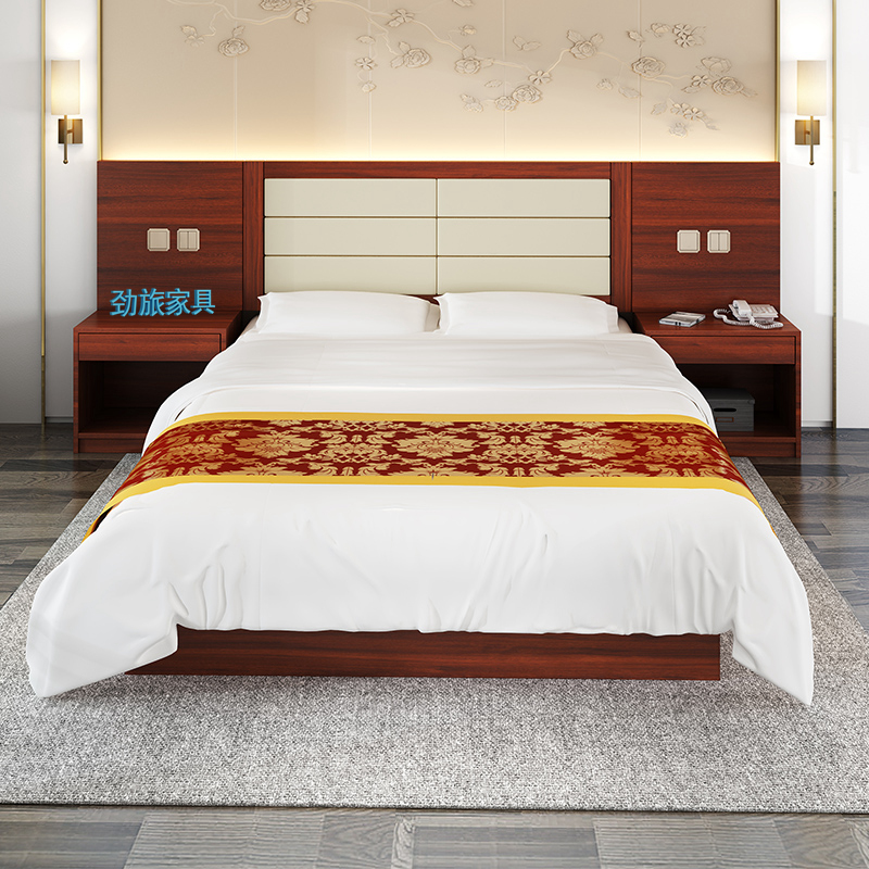 Guest House Furniture Punctuo Full Speed Hotel Room Soft Bunk Bed Rental Room Furnished Bed Hotel Folk Apartment bed-Taobao