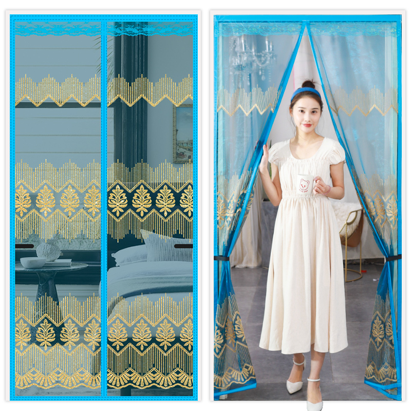 High-grade embroidery anti-mosquito door curtain summer household mute magnet to absorb punched yarn door anti-flie net