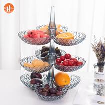 Premium fruit plate Family petal candy snack platter Modern light luxury Nordic Multi-layer New Years Plate