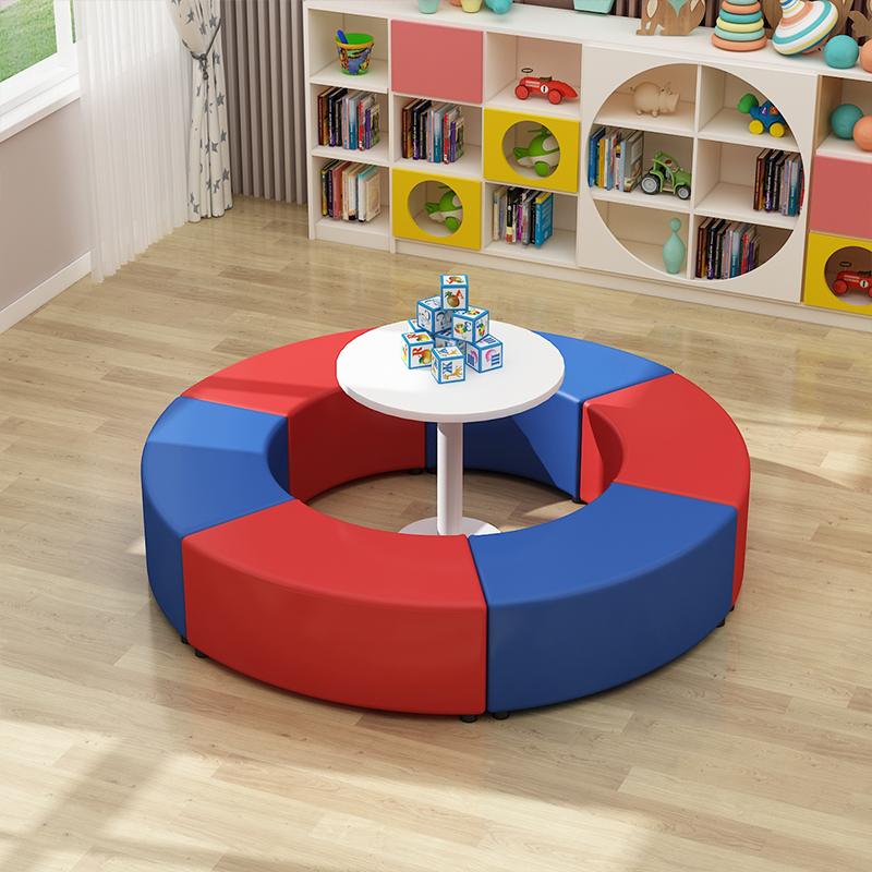 Early Education Center kindergarten training course institution Parents' lounge area multicolored splicable creative arc sofa stool