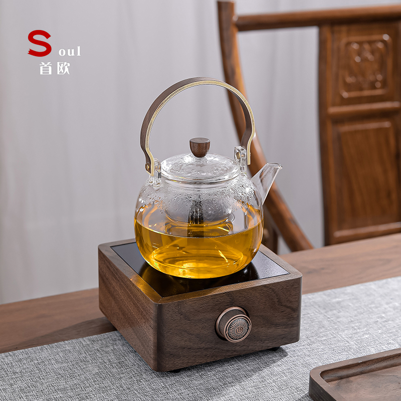 Shangou Hunu Wood Electric Potter Tea Kettle with high temperature and multi - functional glass color ceramic household tea ceramic accessories